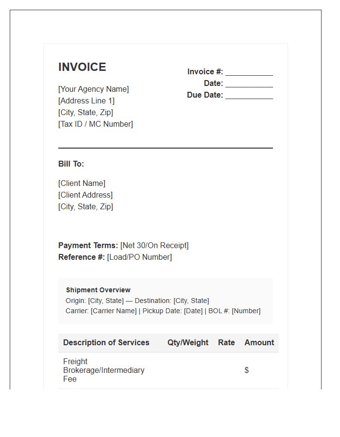 Transportation Intermediary Services Invoice Template