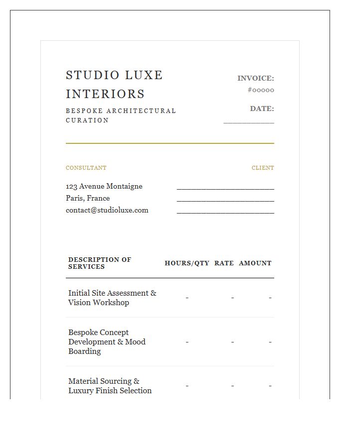 Luxury Interior Design Consultation Invoice Template