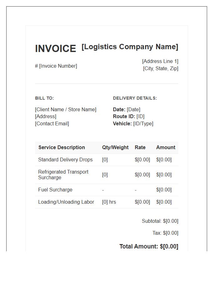 Grocery Delivery Logistics Invoice Template