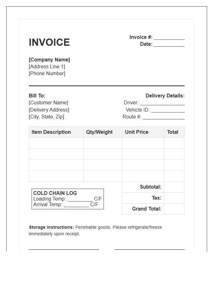 Perishable Goods Delivery Invoice Template