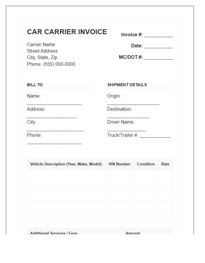 Multi Car Carrier Service Invoice Template