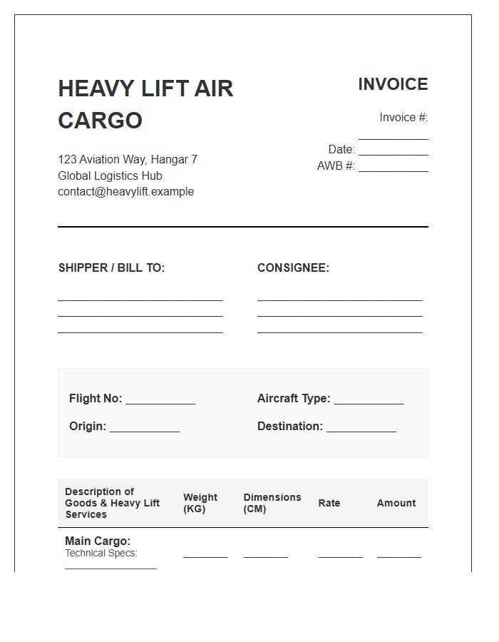 Heavy Lift Air Cargo Invoice Template