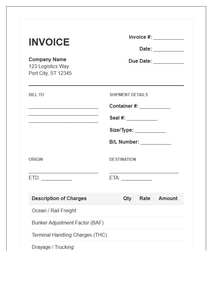 Intermodal Container Freight Invoice Template