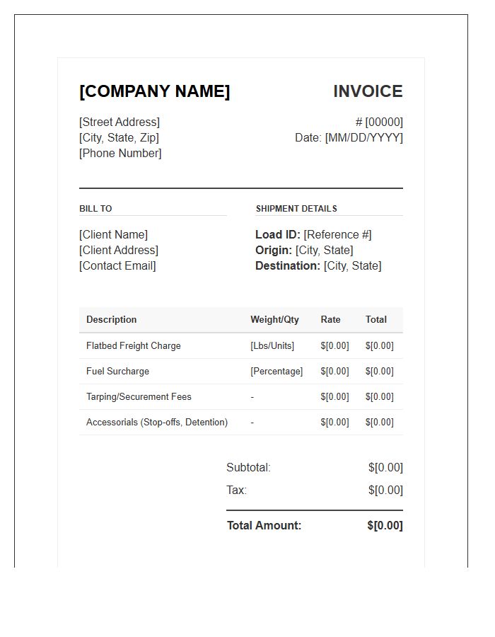 Corporate Flatbed Billing Invoice Template
