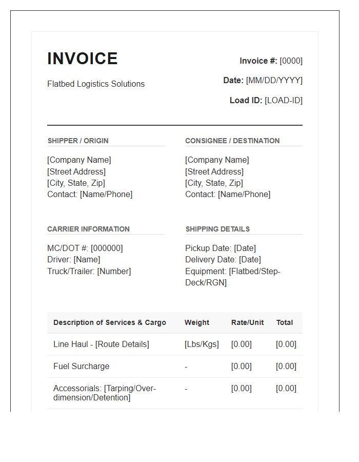 Flatbed Shipping Management Invoice Template