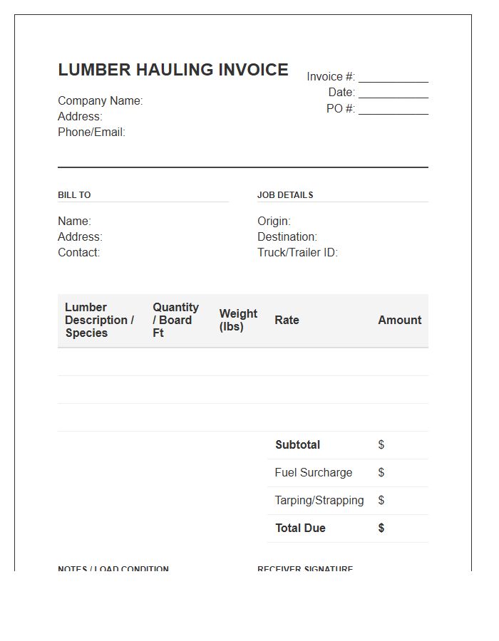 Lumber Hauling Flatbed Invoice Template