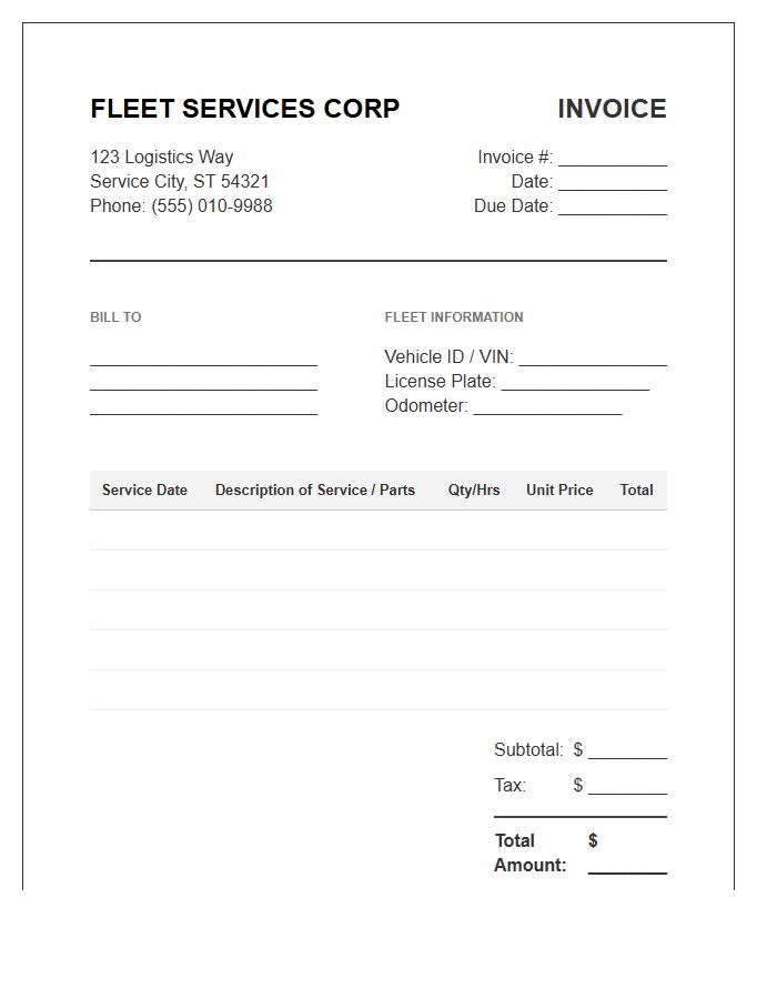 Fleet Service Provider Invoice Template