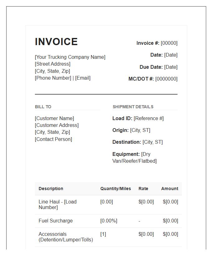Professional Trucking Service Invoice Template