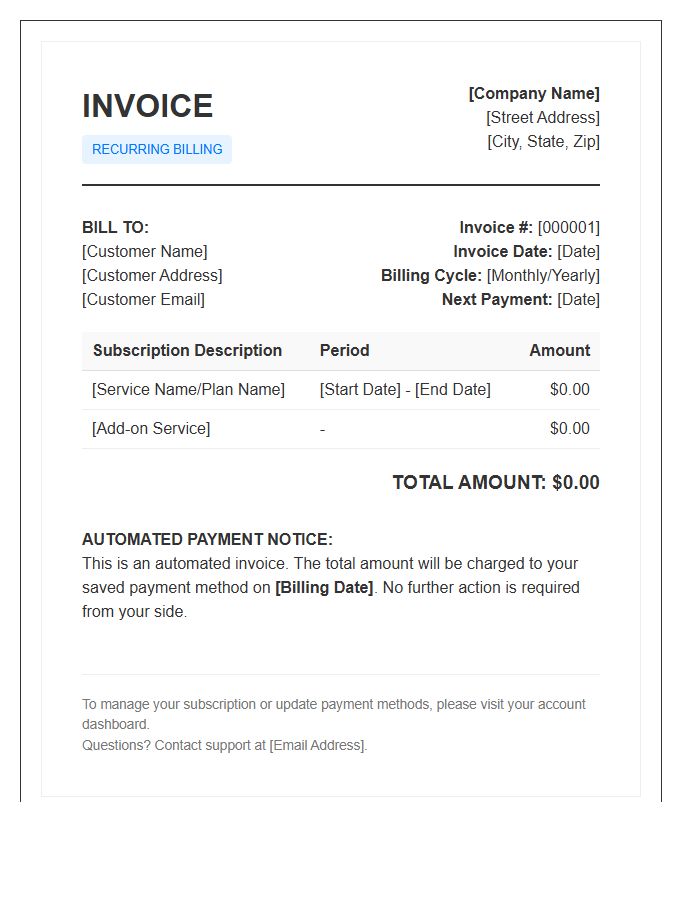 Automated Recurring Payment Invoice Template