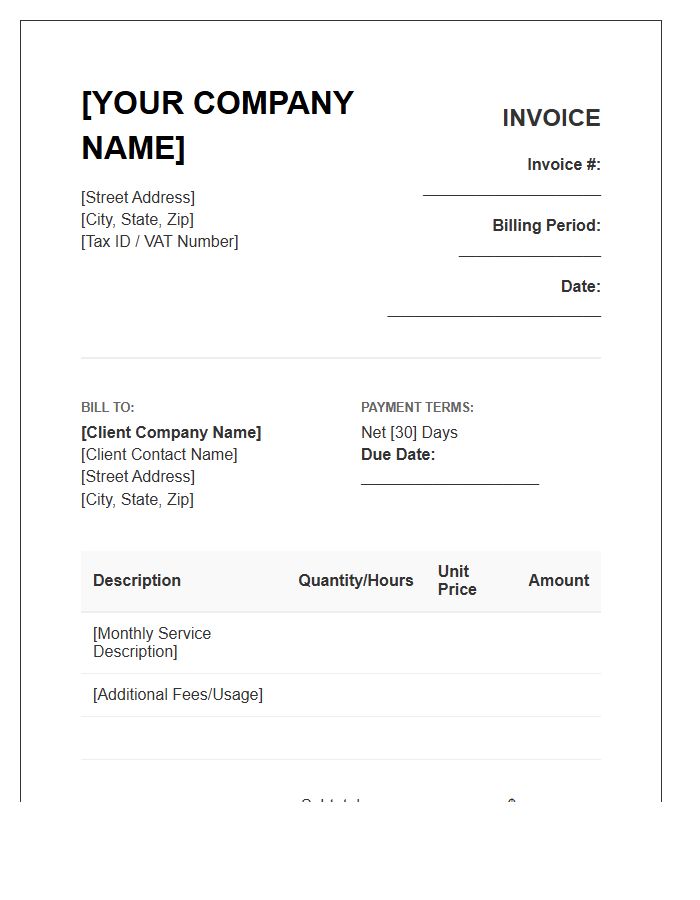 B2B Monthly Billing Invoice Template