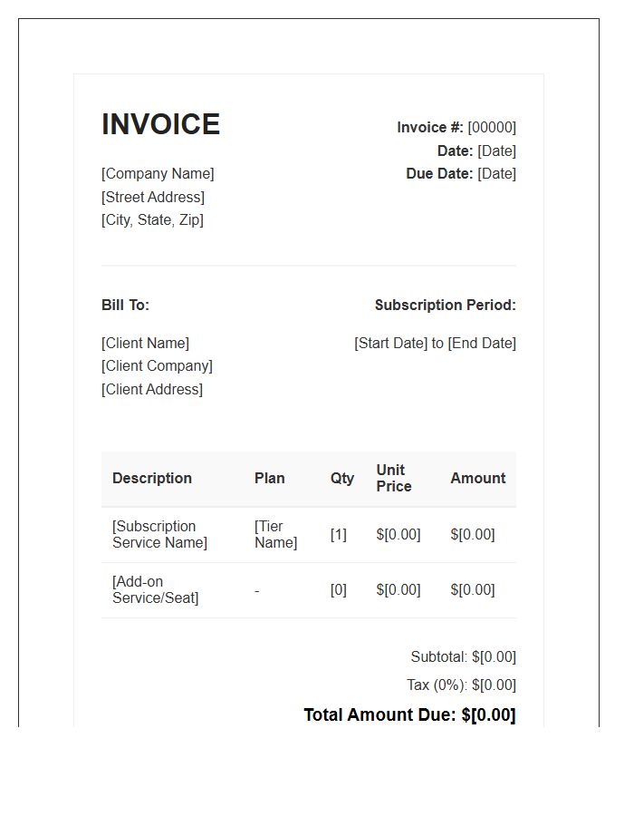 Business Subscription Payment Invoice Template