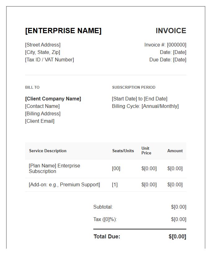 Enterprise Subscription Business Invoice Template