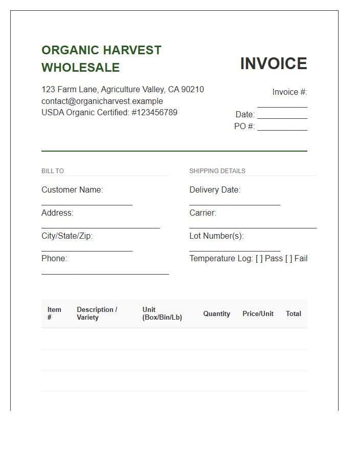 Bulk Organic Produce Invoice Template