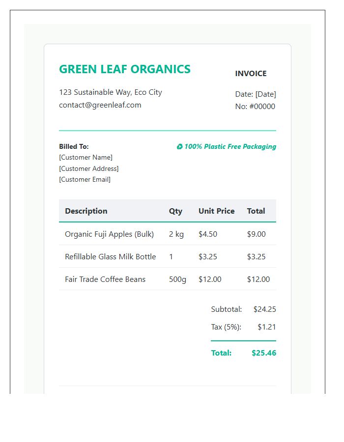 Eco Friendly Grocery Store Invoice Template