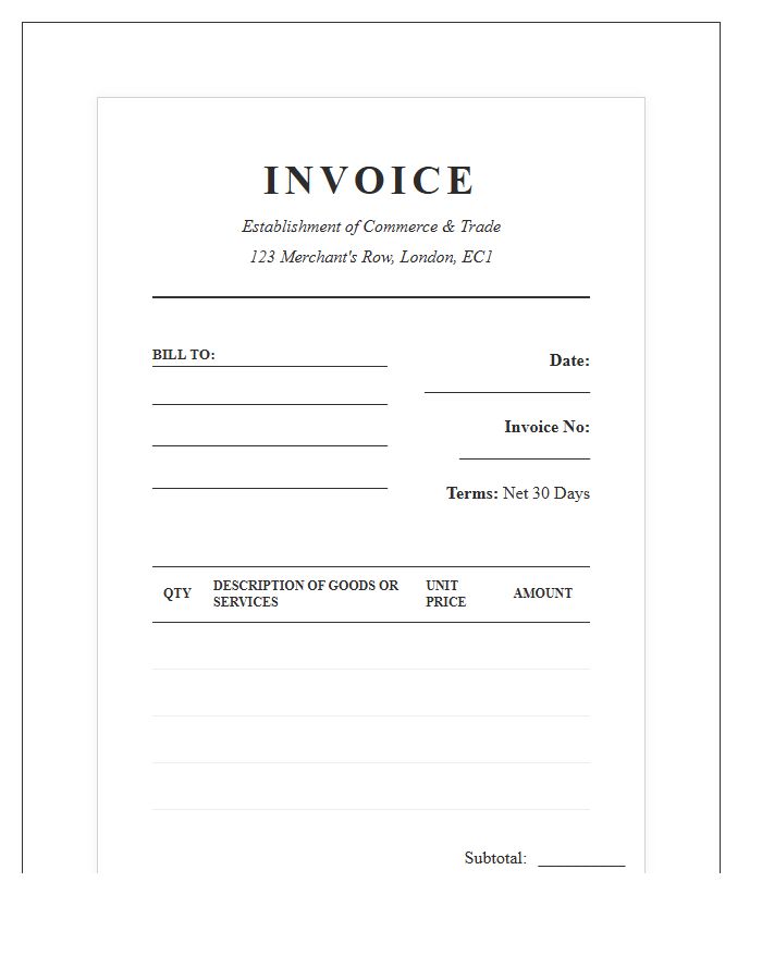 Formal Antique Business Invoice Template