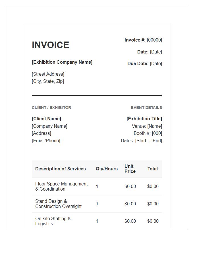 Exhibition Management Service Invoice Template