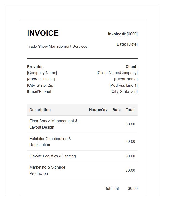 Trade Show Management Invoice Template