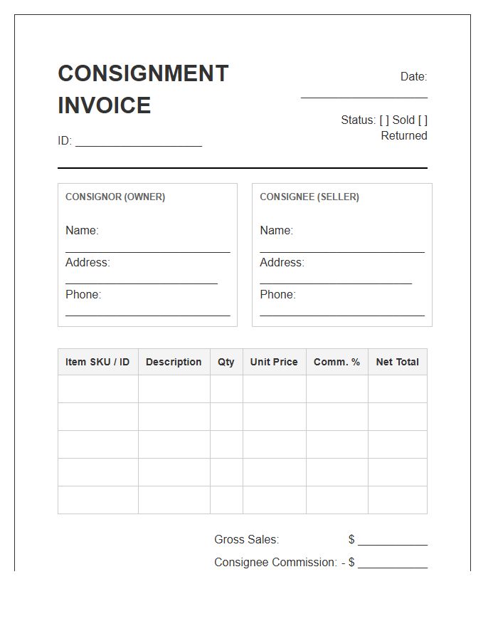 Consignment Inventory Sale Invoice Template