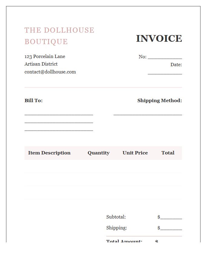 Boutique Doll Shop Invoice Template