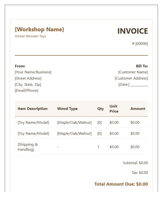 Handcrafted Wooden Toy Invoice Template