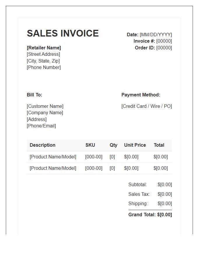 Office Electronic Retailer Sales Invoice Template