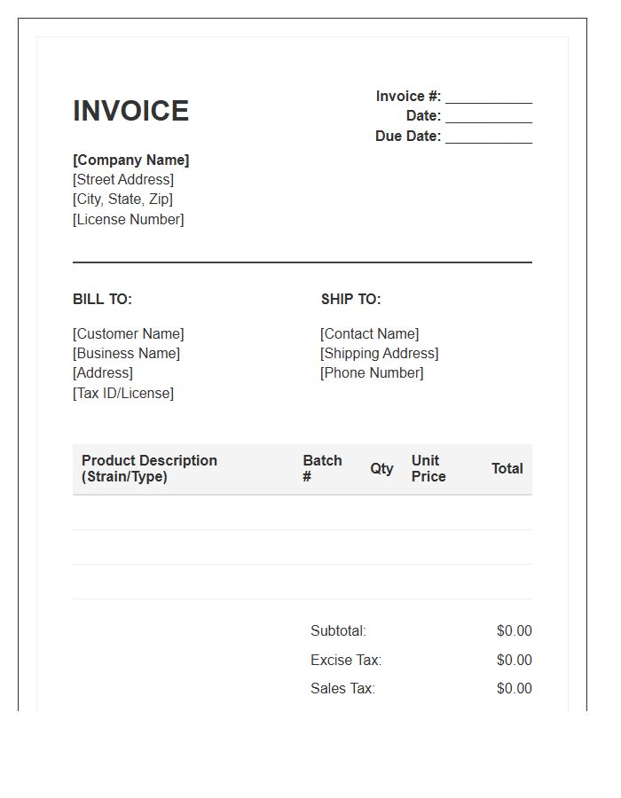Vape Cartridge Sales Invoice Template
