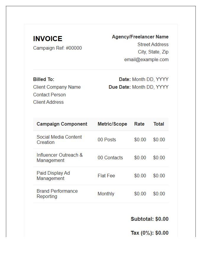 Brand Awareness Campaign Invoice Template