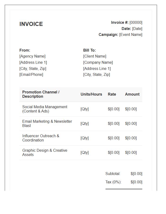 Event Promotion Campaign Invoice Template