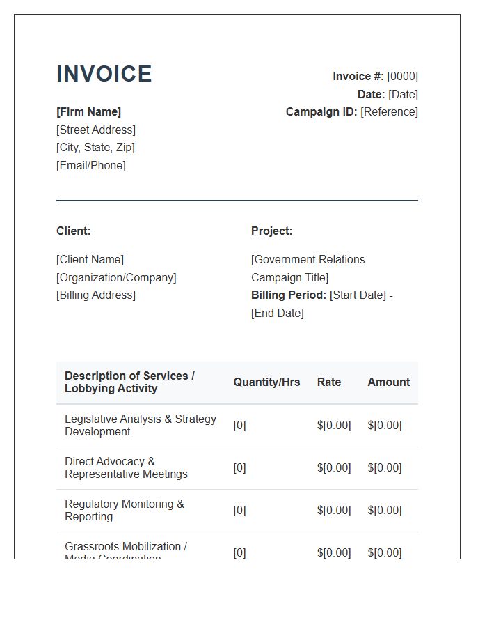 Government Relations Campaign Invoice Template