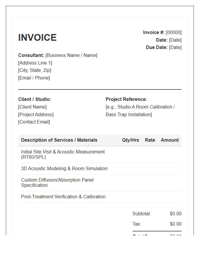 Acoustic Treatment Consulting Invoice Template