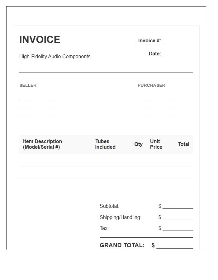 Vacuum Tube Amplifier Purchase Invoice Template