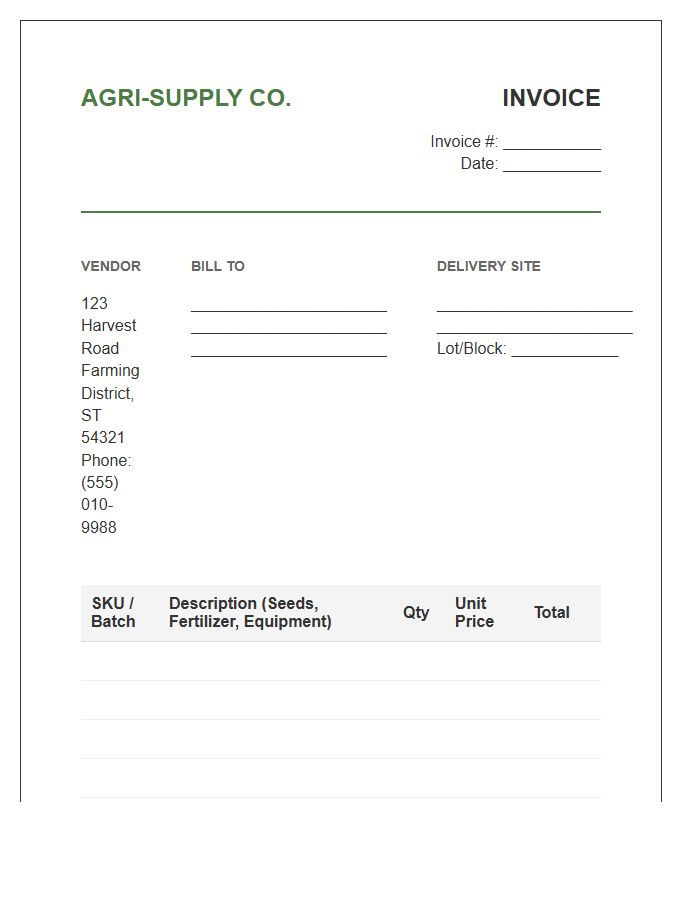 Agricultural Supply Invoice Template
