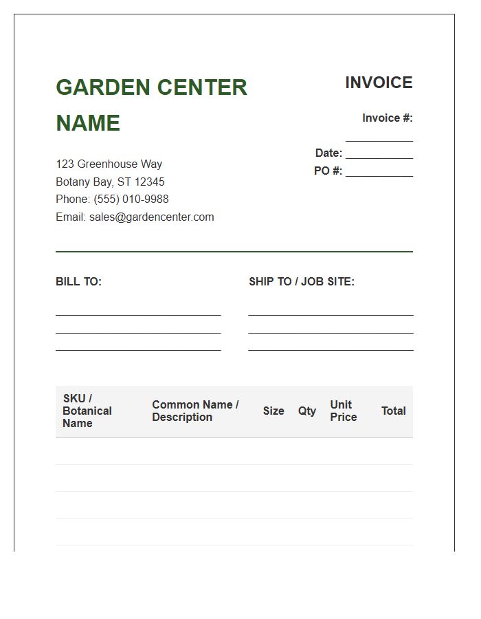 Commercial Garden Center Invoice Template