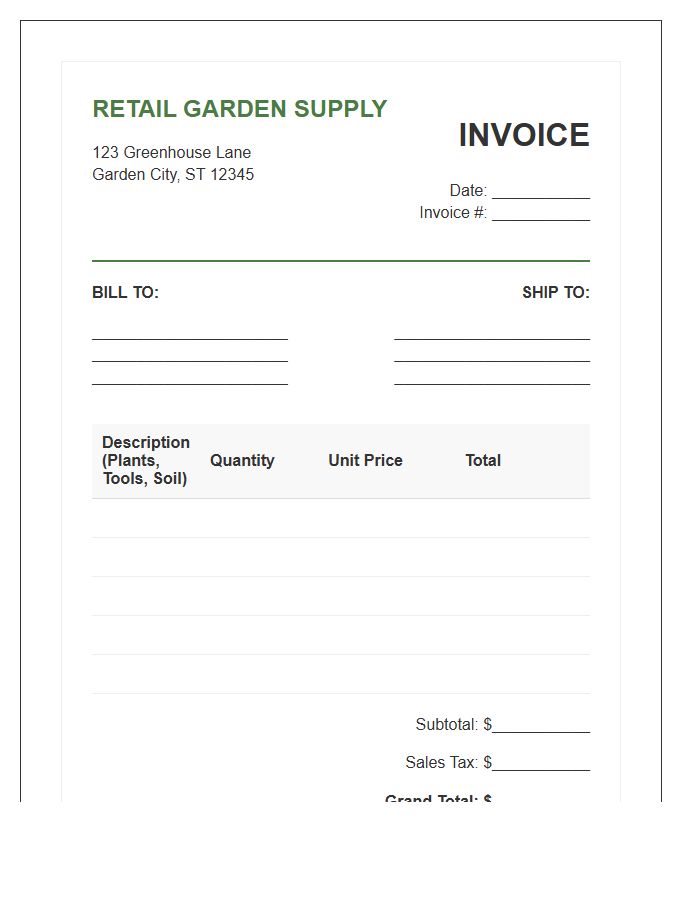 Retail Garden Supply Invoice Template