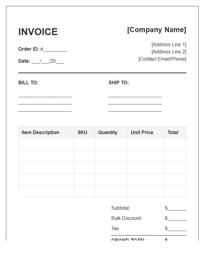 Bulk Stationery Order Receipt Invoice Template