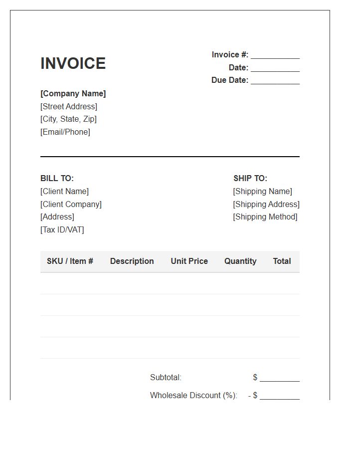Costume Jewelry Wholesale Invoice Template
