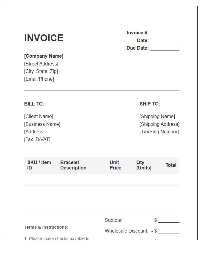 Wholesale Bracelet Invoice Template