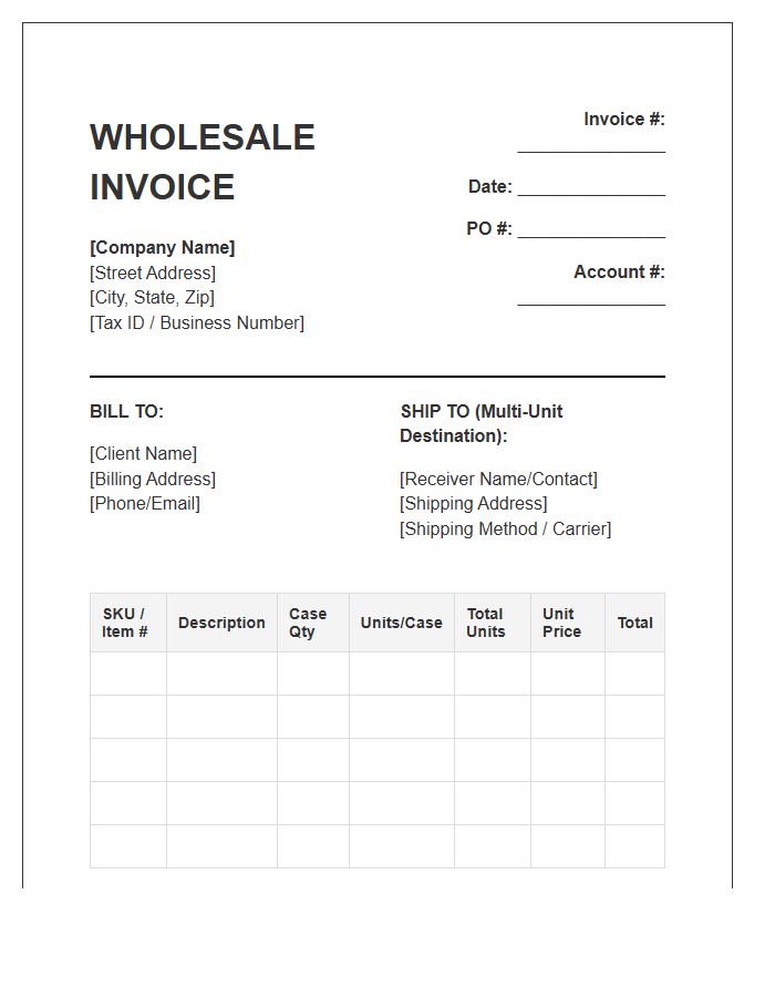 Wholesale Multi Unit Shipping Invoice Template