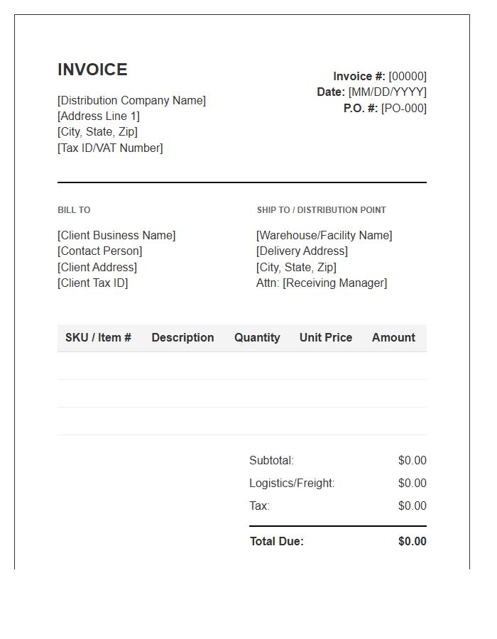 B2B Distribution Services Invoice Template