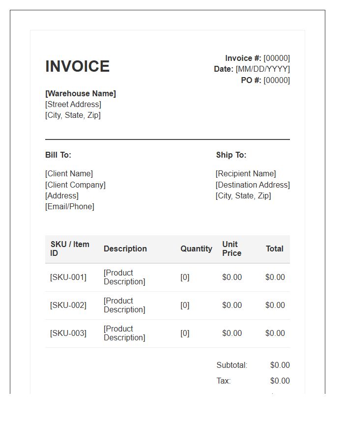Warehouse Inventory Management Invoice Template