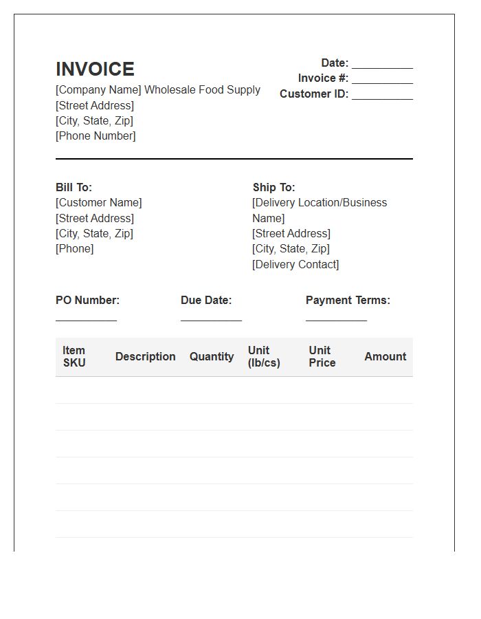 Wholesale Food Supply Invoice Template