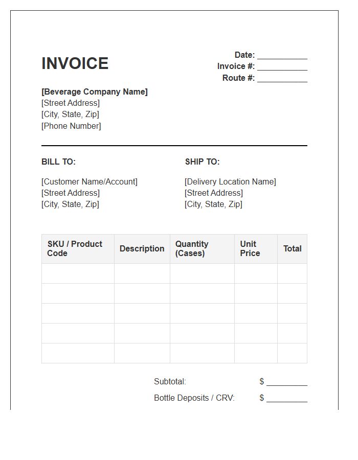 Beverage Distribution Service Invoice Template