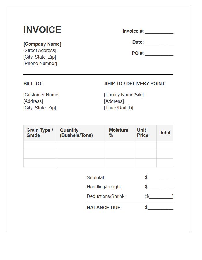 Bulk Grain Supply Invoice Template