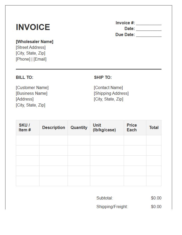 Dry Goods Wholesaler Invoice Template
