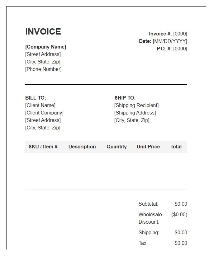 Office Furniture Wholesale Invoice Template