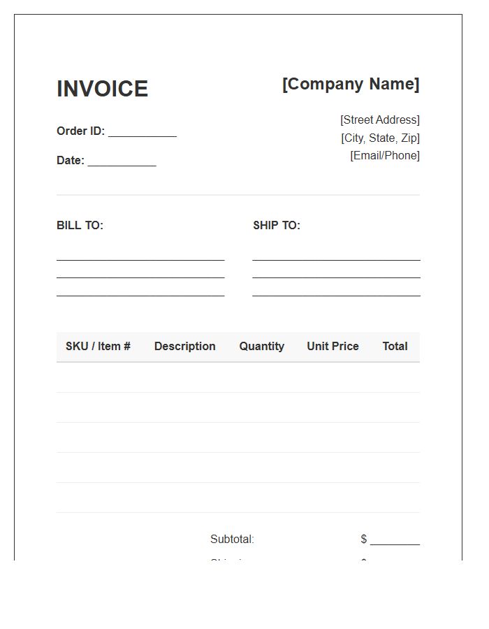 Bulk Product Order Invoice Template