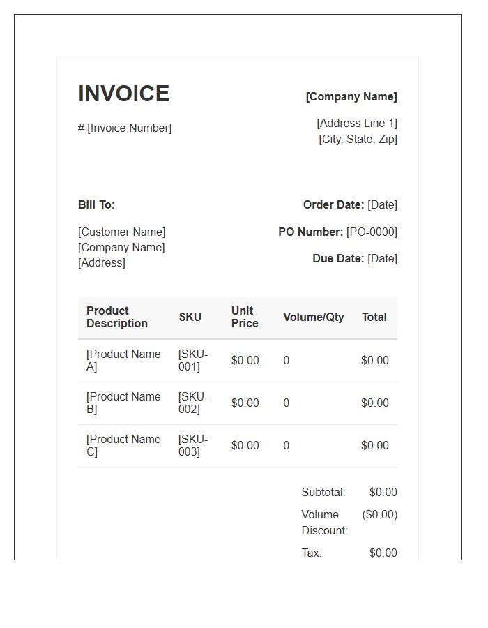 Product Volume Order Invoice Template