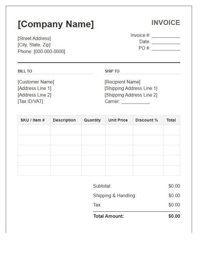 Wholesale Distribution Order Invoice Template