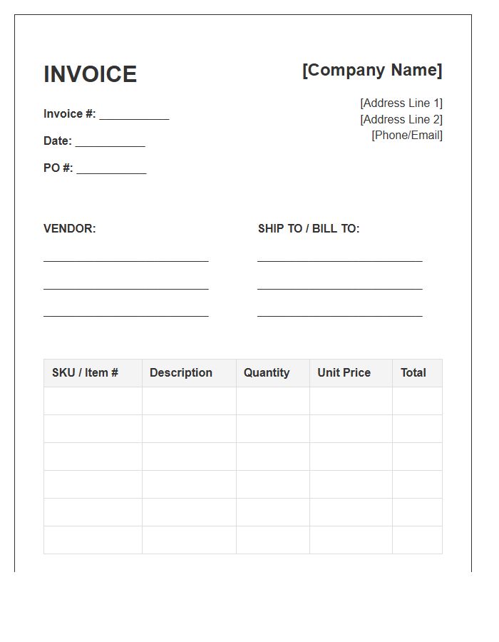 Wholesale Inventory Purchase Invoice Template