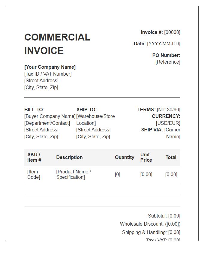 B2B Commercial Wholesale Invoice Template